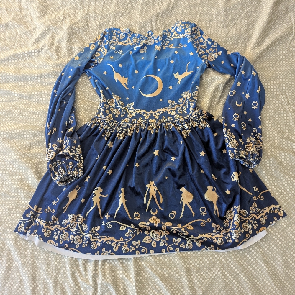 Blue Moon & Stars Long Sleeve Fit-and-Flare Dress - Picture 2 of 3